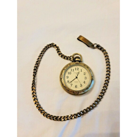 Pocket Watch Coleman Vintage Quartz Japan Movement w/Chain - Picture 3 of 3